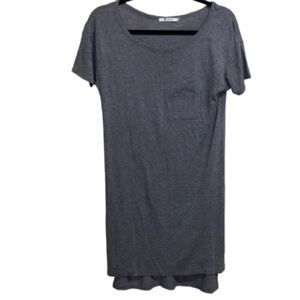 T by Alexander Wang dress gray step hem chest pocket xs tee style stretch‎